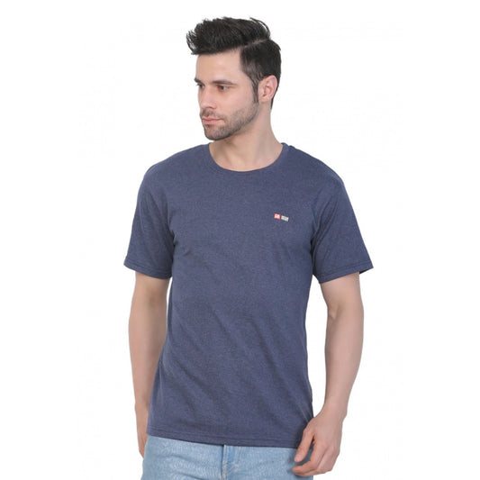 Clasymist Men's Cotton Jersey Round Neck Plain Tshirt (Blue Melange)