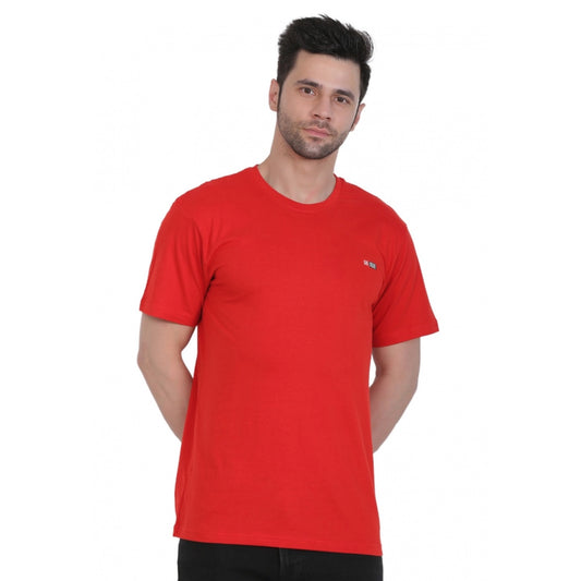 Clasymist Men's Cotton Jersey Round Neck Plain Tshirt (Red)