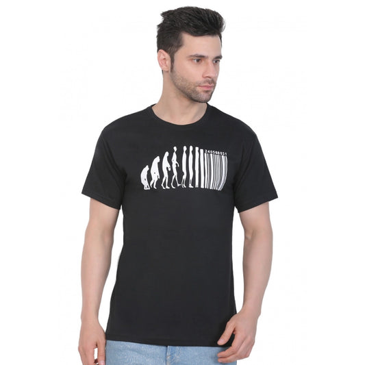 Clasymist Men's Cotton Jersey Round Neck Printed Tshirt (Black)