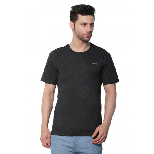 Clasymist Men's Cotton Jersey Round Neck Plain Tshirt (Charcoal Melange)