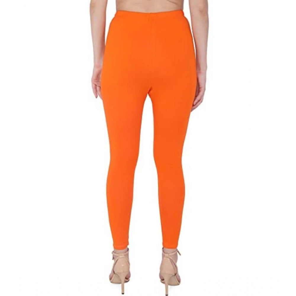 Clasymist Women's Cotton Stretchable Skin Fit Ankle Length Leggings (Orange)