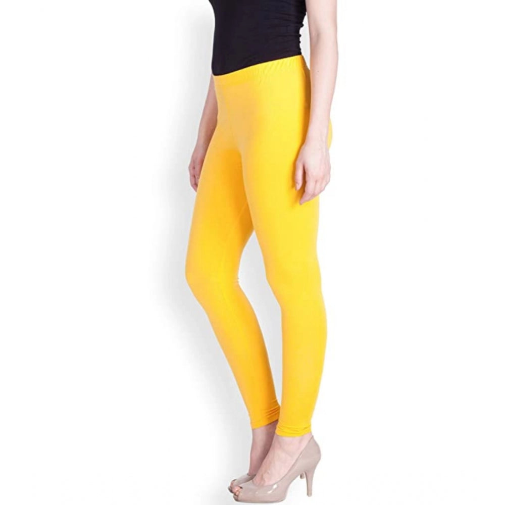 Clasymist Women's Cotton Stretchable Skin Fit Ankle Length Leggings (Yellow)