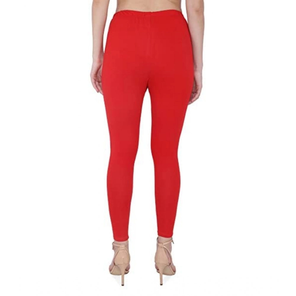 Clasymist Women's Cotton Stretchable Skin Fit Ankle Length Leggings (Red)