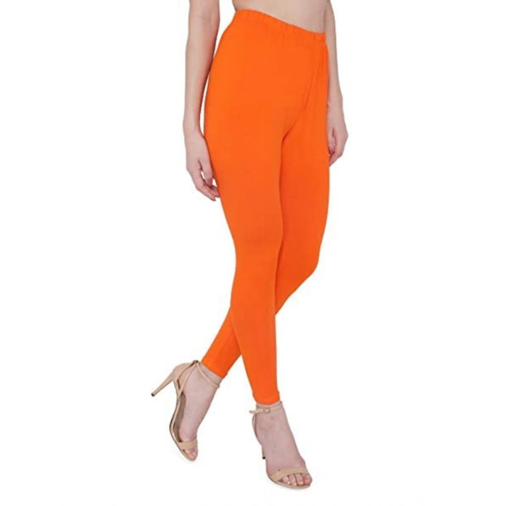 Clasymist Women's Cotton Stretchable Skin Fit Ankle Length Leggings (Orange)