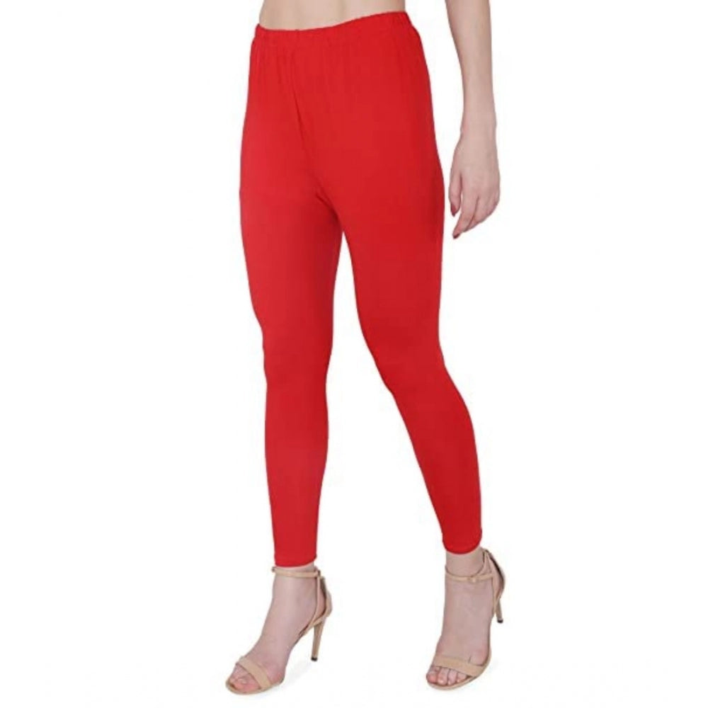 Clasymist Women's Cotton Stretchable Skin Fit Ankle Length Leggings (Red)