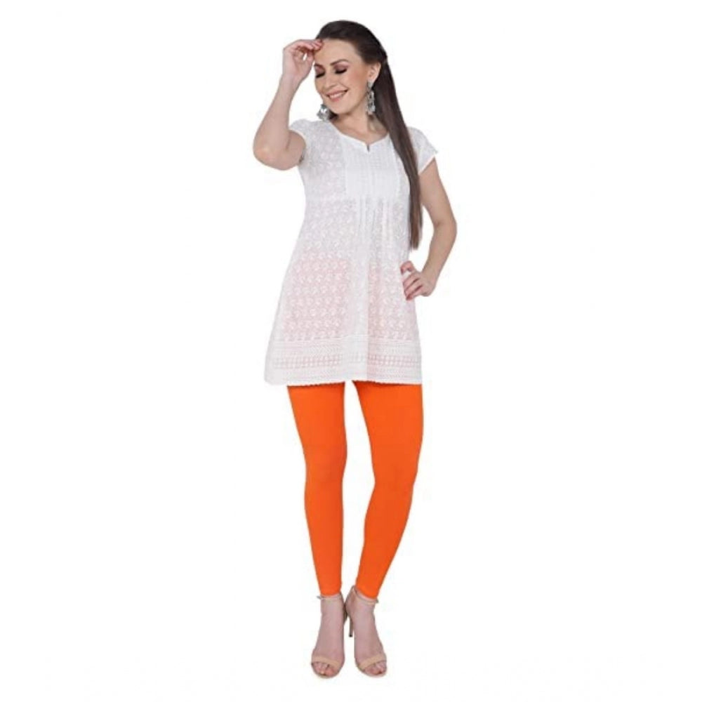 Clasymist Women's Cotton Stretchable Skin Fit Ankle Length Leggings (Orange)