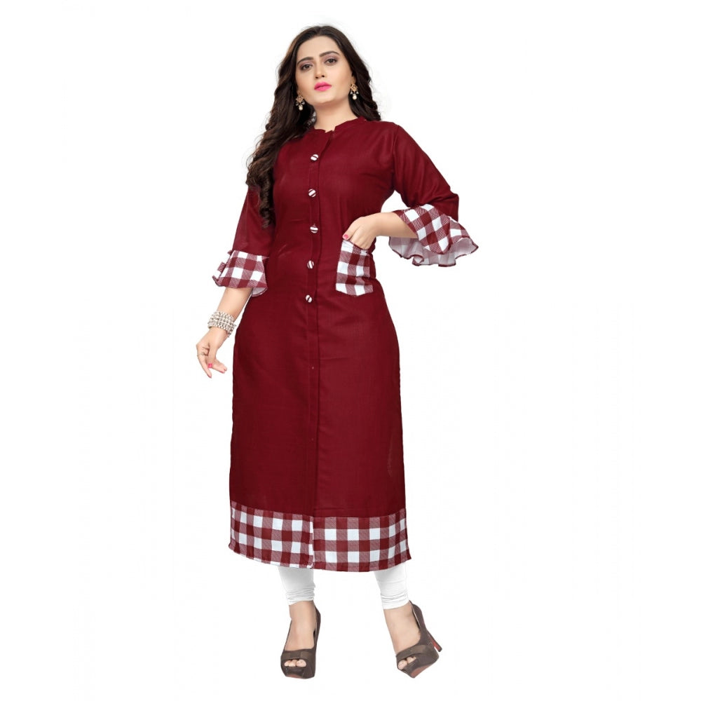 Clasymist Women's Cotton Digital Printed Straight Kurti (Maroon)