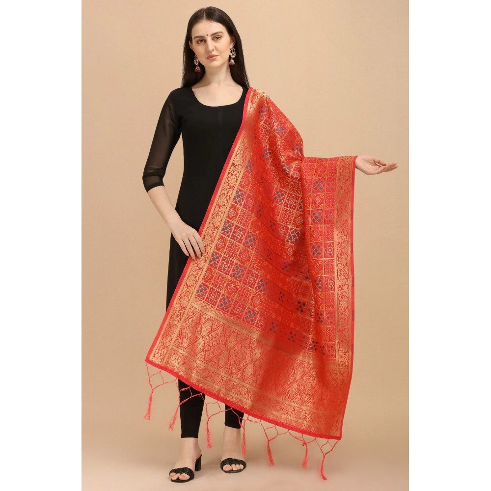 Clasymist Women's Silk Pure weaving Work Duppatta (Red, Length: 2-2.3 Mtrs)