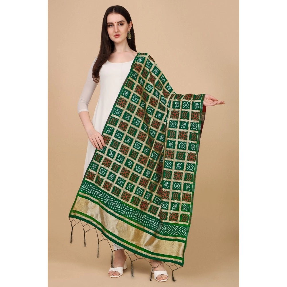 Clasymist Women's Silk Pure weaving Work Duppatta (Green, Length: 2-2.3 Mtrs)