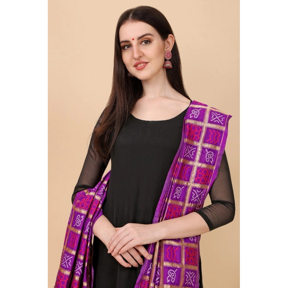 Clasymist Women's Silk Pure weaving Work Duppatta (Purple, Length: 2-2.3 Mtrs)