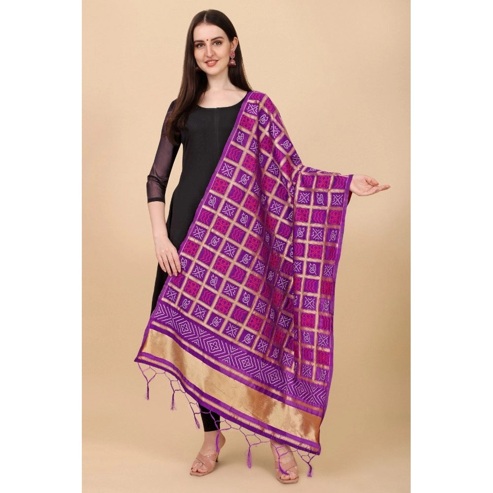 Clasymist Women's Silk Pure weaving Work Duppatta (Purple, Length: 2-2.3 Mtrs)