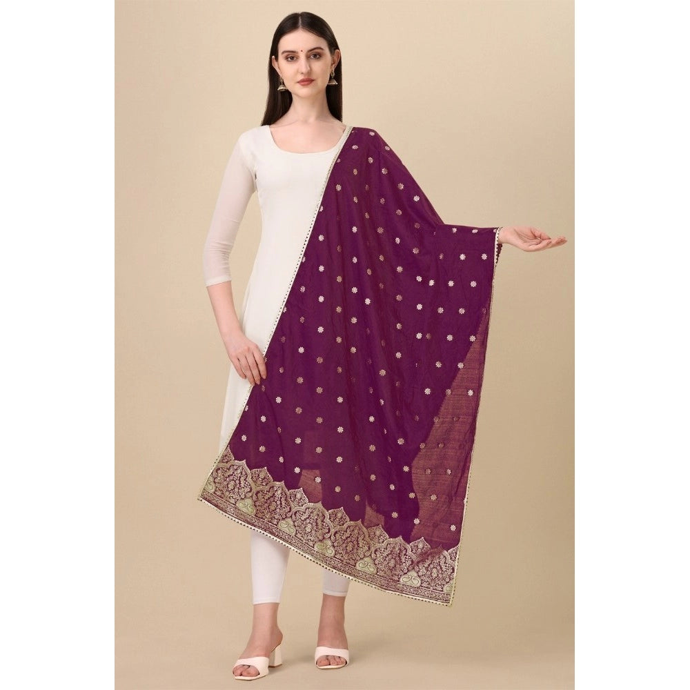 Clasymist Women's Silk Pure Zari weaving Duppatta (Purple, Length: 2-2.3 Mtrs)