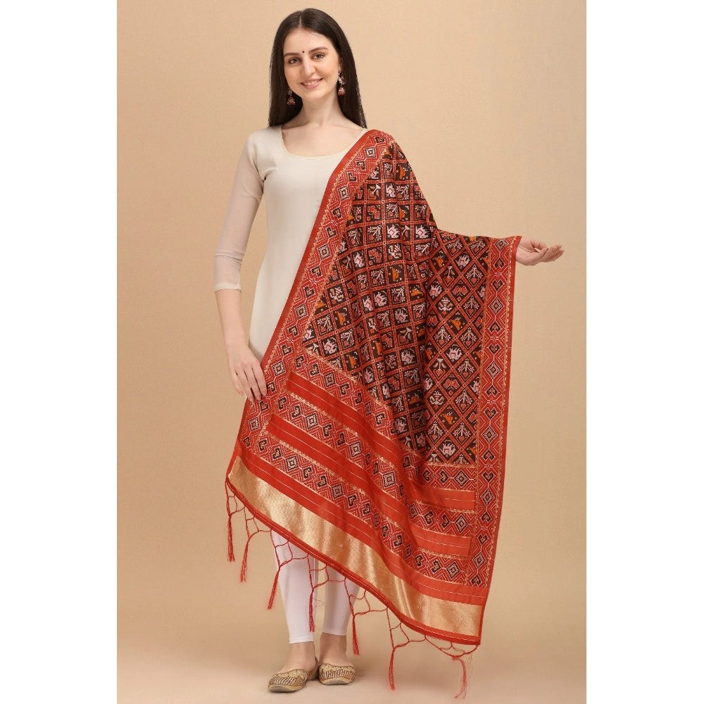 Clasymist Women's Silk Pure Zari weaving Duppatta (Maroon, Length: 2-2.3 Mtrs)