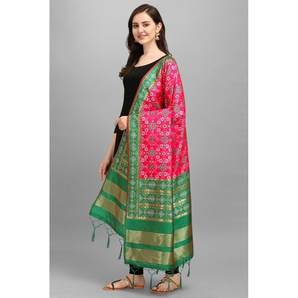 Clasymist Women's Silk Pure weaving Work Duppatta (Pink, Length: 2-2.3 Mtrs)