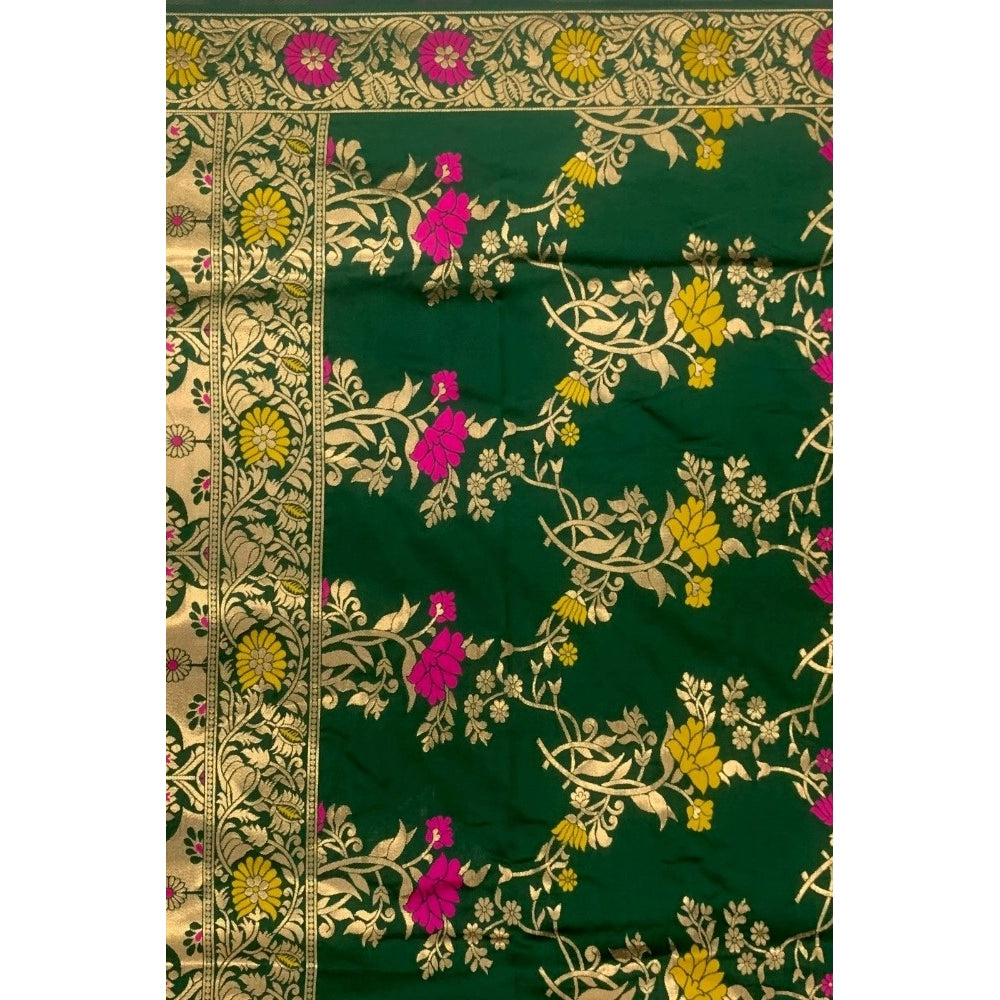 Clasymist Women's Silk Pure Zari weaving Duppatta (Green, Length: 2-2.3 Mtrs)