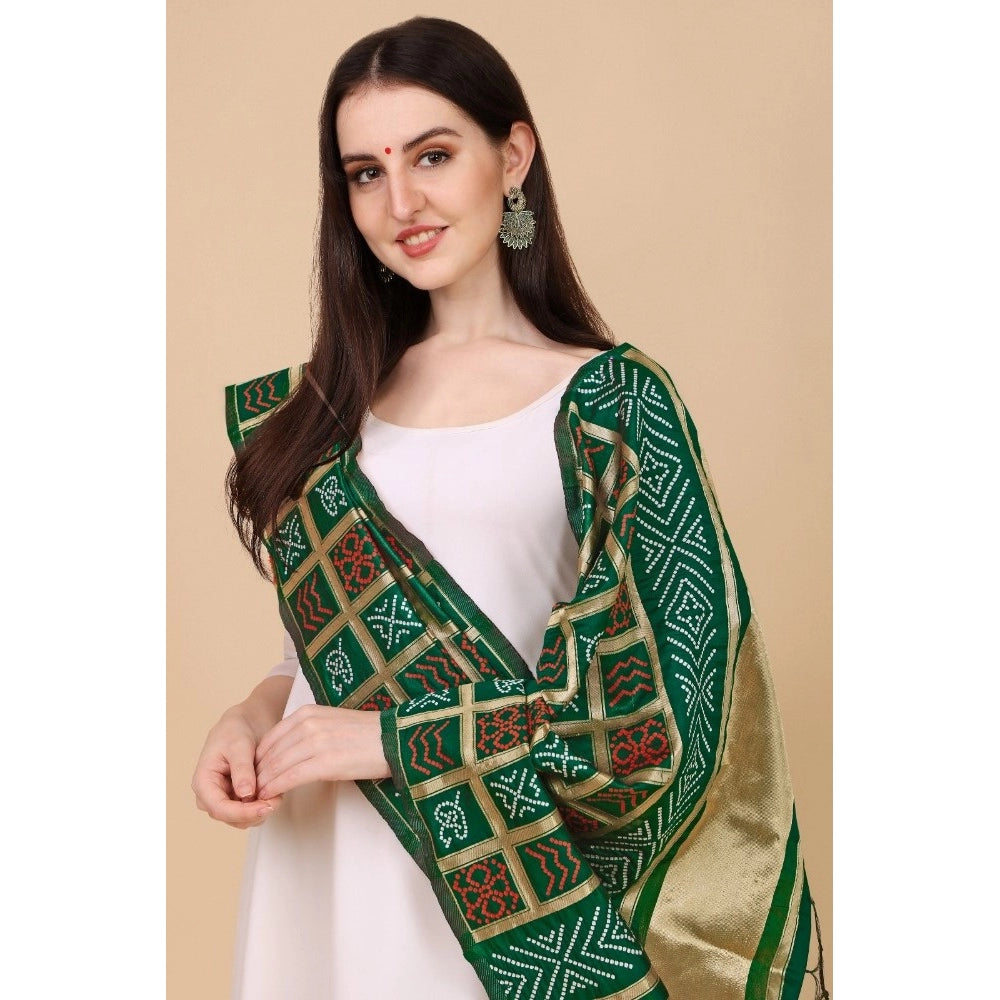 Clasymist Women's Silk Pure weaving Work Duppatta (Green, Length: 2-2.3 Mtrs)