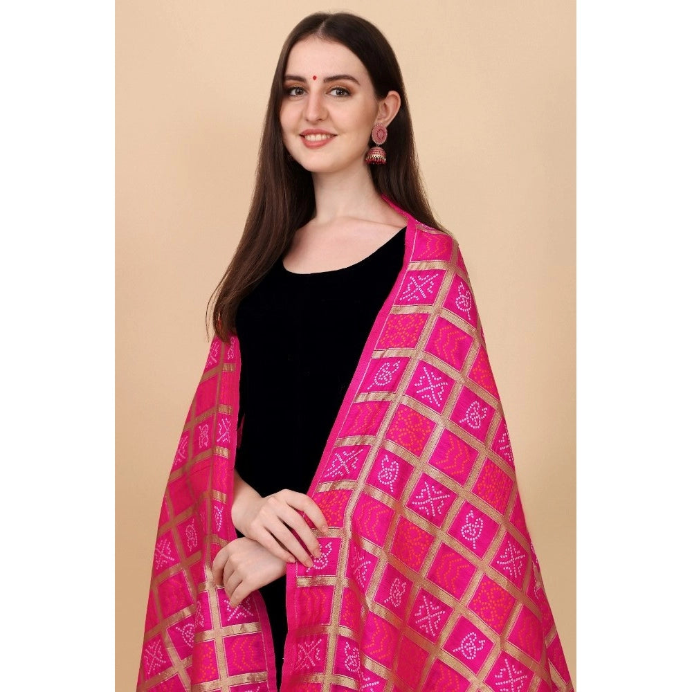 Clasymist Women's Silk Pure weaving Work Duppatta (Pink, Length: 2-2.3 Mtrs)