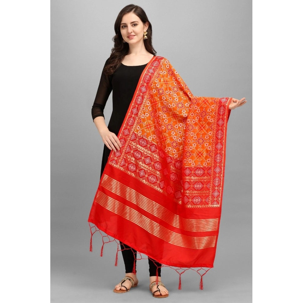 Clasymist Women's Silk Pure weaving Work Duppatta (Orange, Length: 2-2.3 Mtrs)