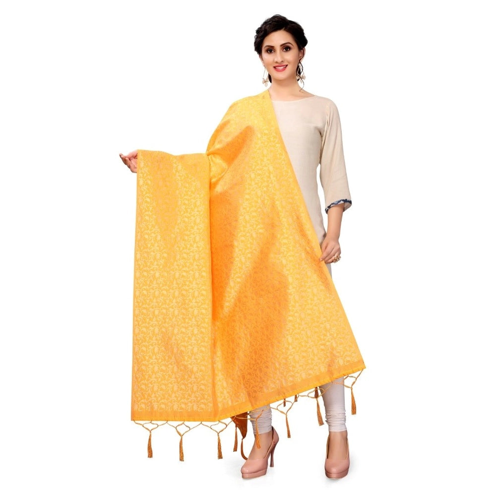 Clasymist Women's Silk Pure weaving Work Duppatta (Honey, Length: 2-2.3 Mtrs)