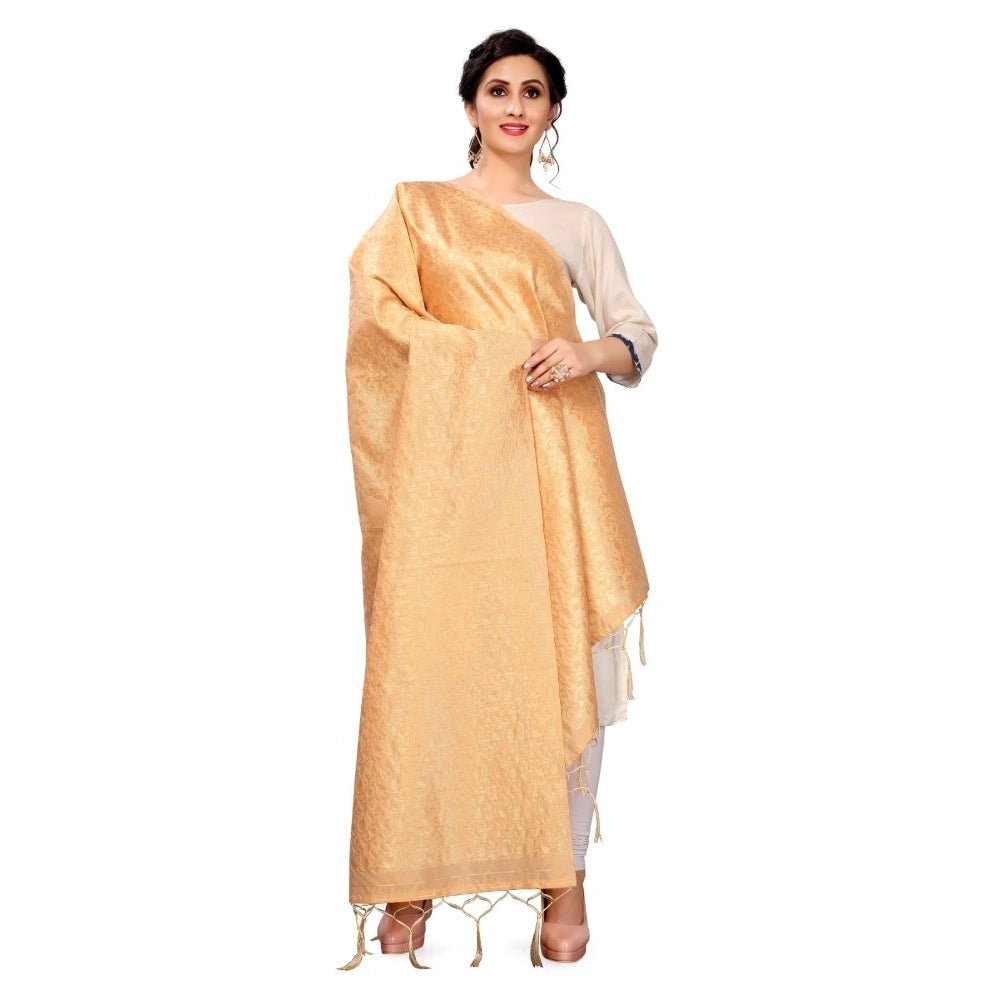 Clasymist Women's Silk Pure weaving Work Duppatta (Beige, Length: 2-2.3 Mtrs)