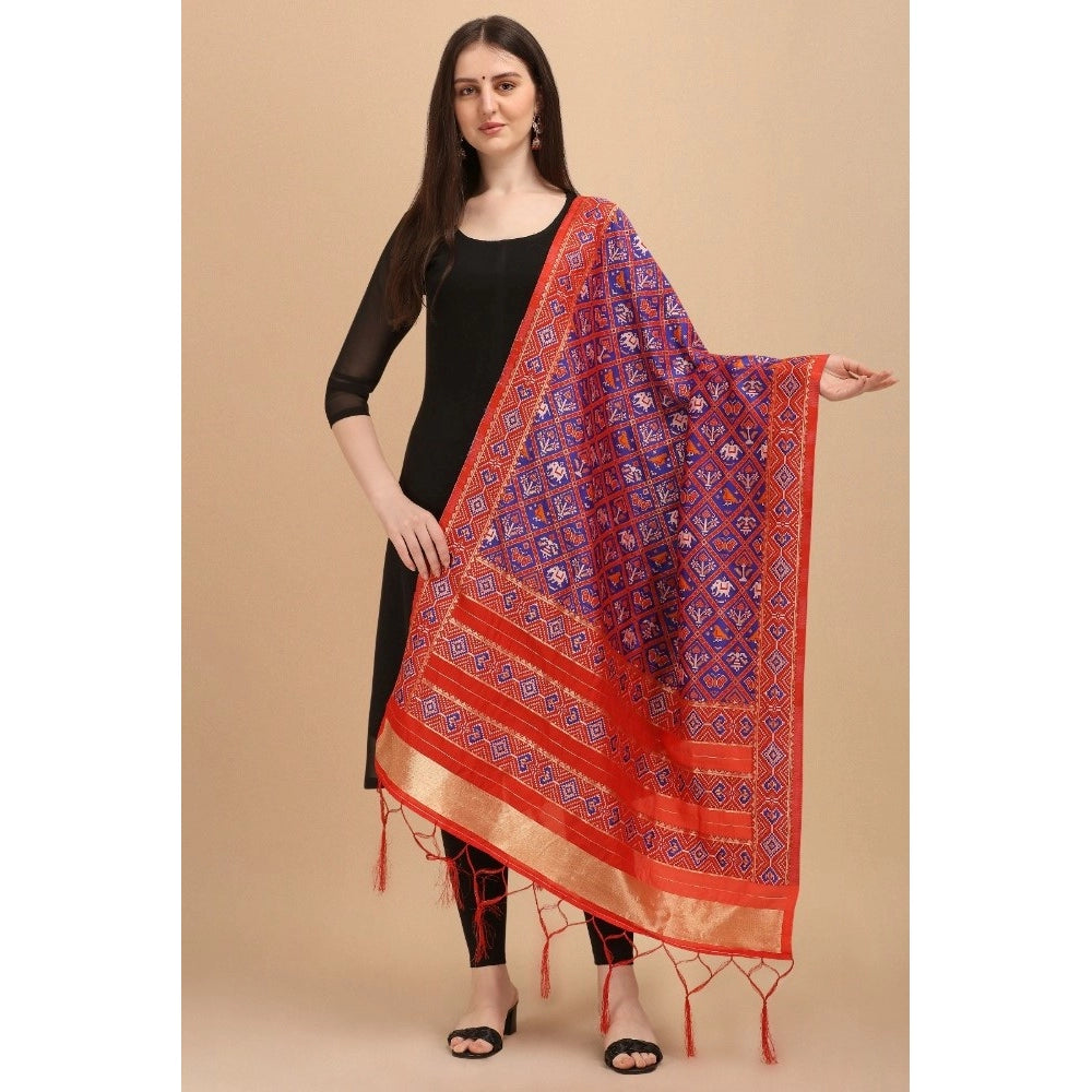 Clasymist Women's Silk Pure Zari weaving Duppatta (Purple, Length: 2-2.3 Mtrs)