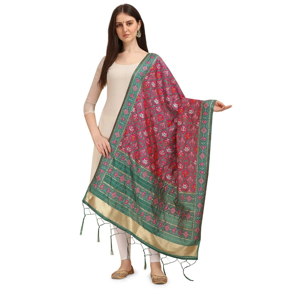 Clasymist Women's Silk Pure Zari weaving Duppatta (Purple, Length: 2-2.3 Mtrs)