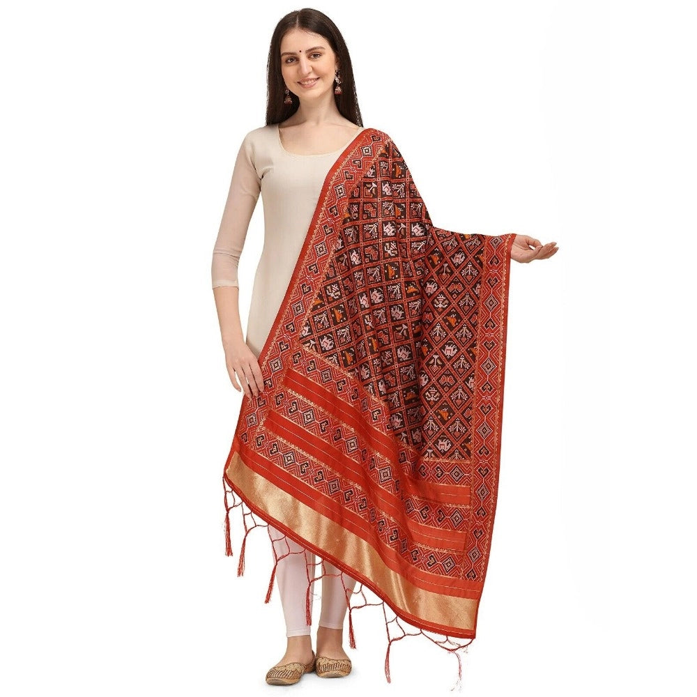 Clasymist Women's Silk Pure Zari weaving Duppatta (Maroon, Length: 2-2.3 Mtrs)