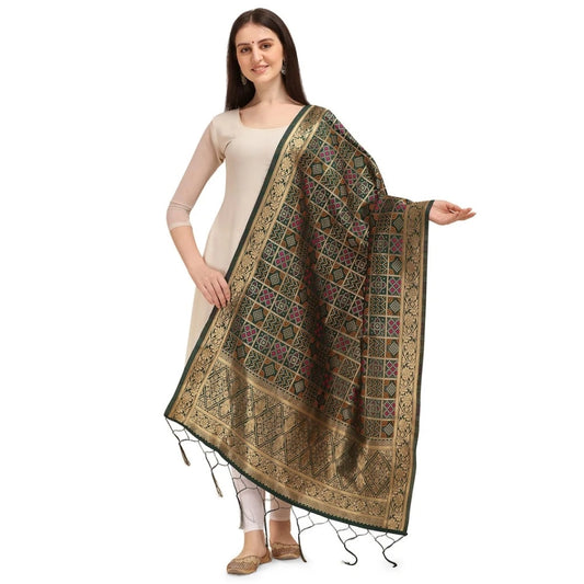 Clasymist Women's Silk Pure weaving Work Duppatta (Green, Length: 2-2.3 Mtrs)