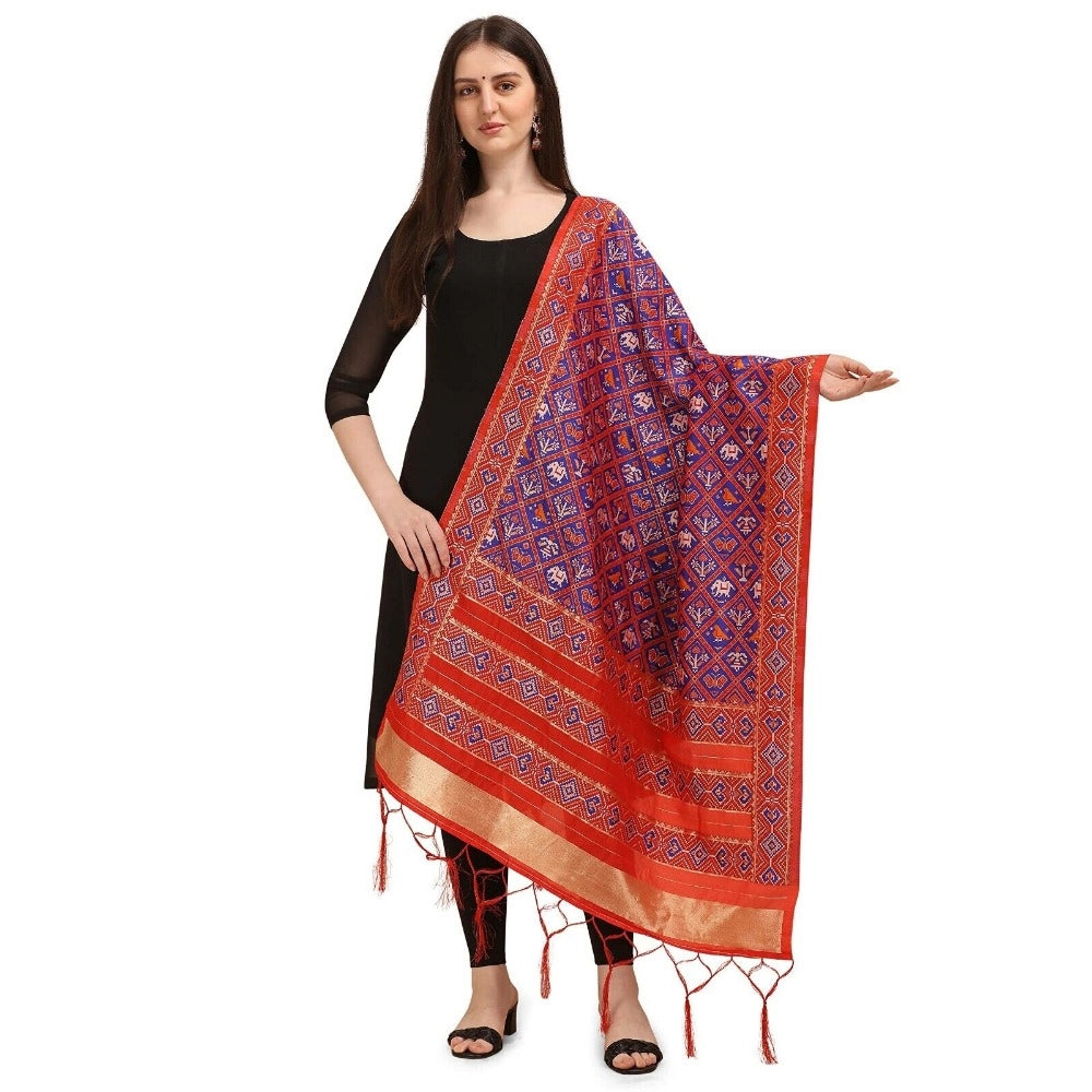 Clasymist Women's Silk Pure Zari weaving Duppatta (Purple, Length: 2-2.3 Mtrs)