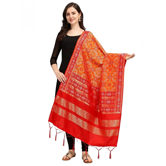 Clasymist Women's Silk Pure weaving Work Duppatta (Orange, Length: 2-2.3 Mtrs)