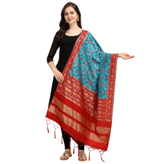 Clasymist Women's Silk Pure weaving Work Duppatta (Blue, Length: 2-2.3 Mtrs)