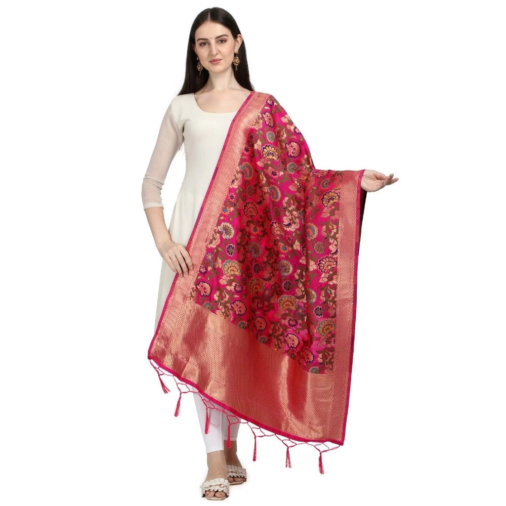 Clasymist Women's Silk Pure Zari weaving Duppatta (red, Length: 2-2.3 Mtrs)