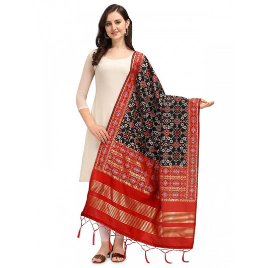 Clasymist Women's Silk Pure weaving Work Duppatta (Black, Length: 2-2.3 Mtrs)