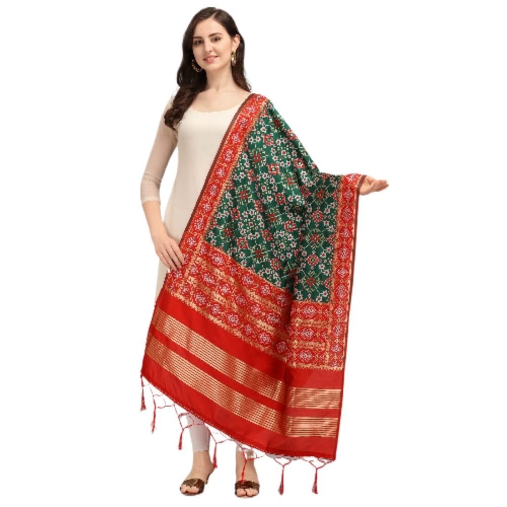 Clasymist Women's Silk Pure weaving Work Duppatta (Green, Length: 2-2.3 Mtrs)