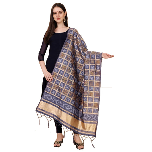 Clasymist Women's Silk Pure weaving Work Duppatta (Grey, Length: 2-2.3 Mtrs)