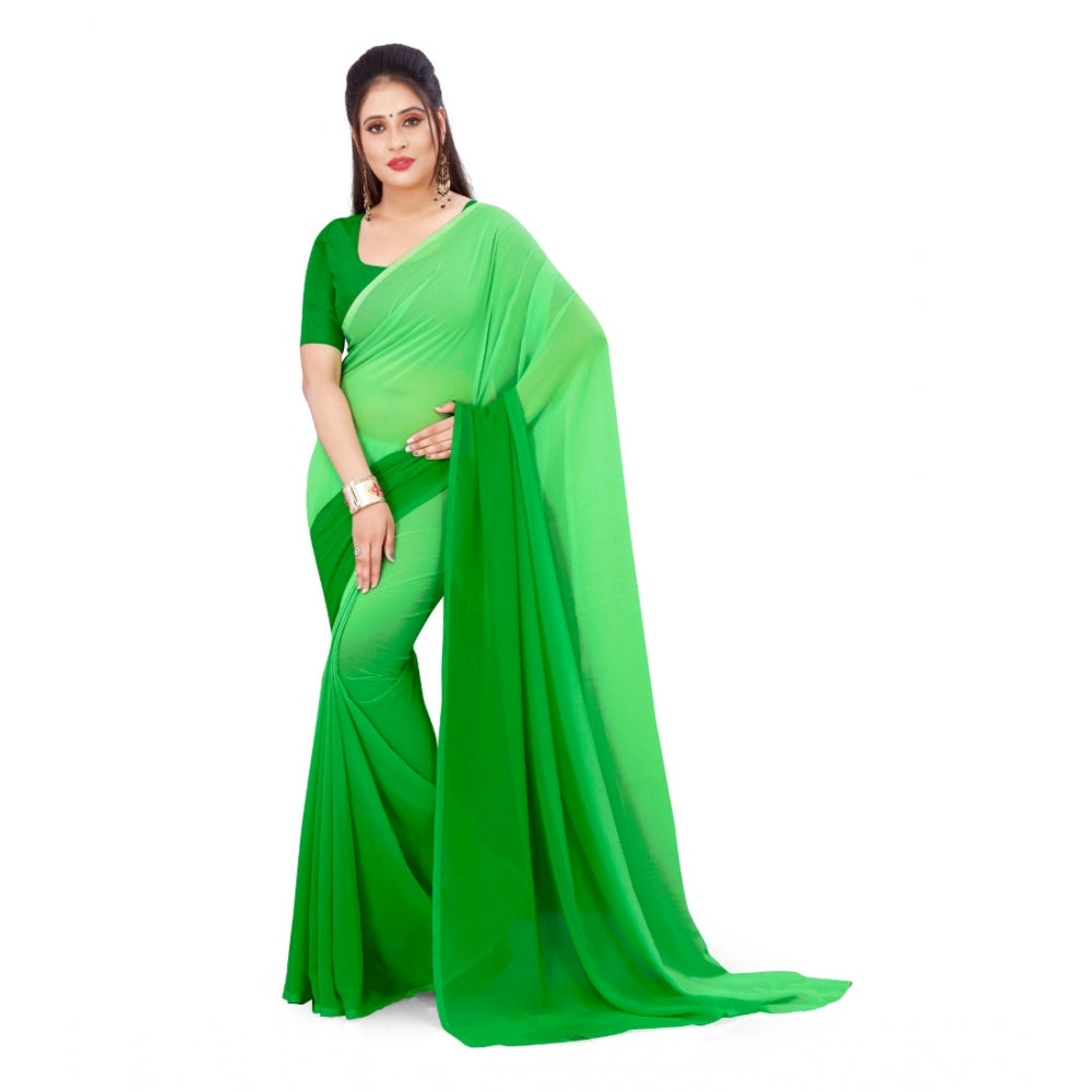 Clasymist Women's Georgette Printed Saree With Unstitched Blouse (Green, 5-6 Mtrs)