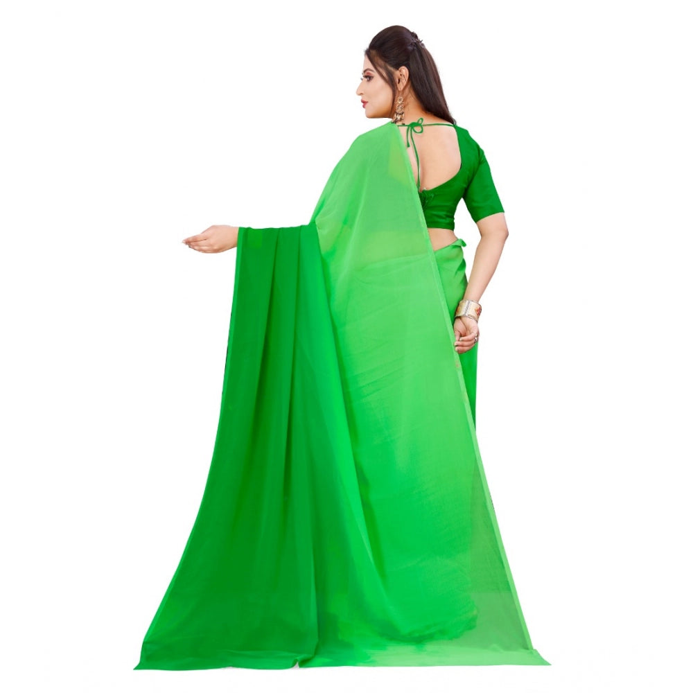 Clasymist Women's Georgette Printed Saree With Unstitched Blouse (Green, 5-6 Mtrs)