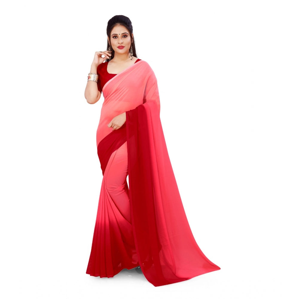 Clasymist Women's Georgette Printed Saree With Unstitched Blouse (Pink, 5-6 Mtrs)