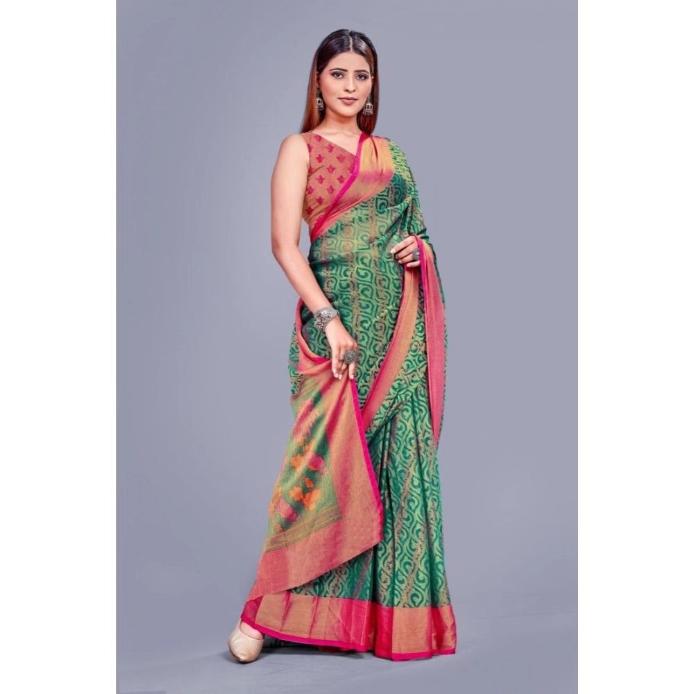 Clasymist Women's Viscose Rayon Printed Saree With Unstitched Blouse (Rama)