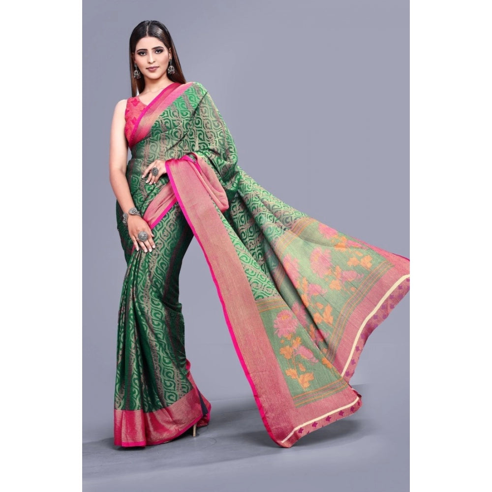 Clasymist Women's Viscose Rayon Printed Saree With Unstitched Blouse (Rama)