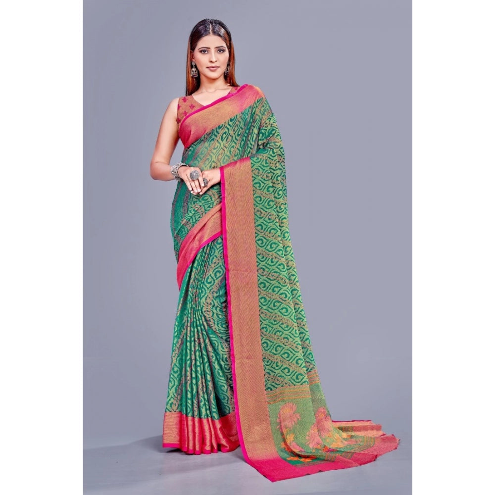 Clasymist Women's Viscose Rayon Printed Saree With Unstitched Blouse (Rama)