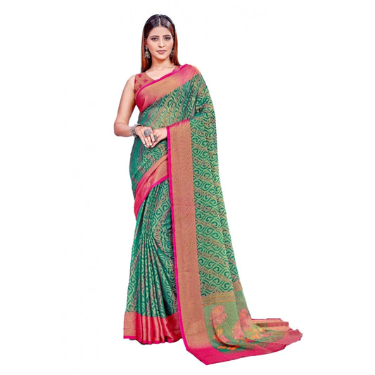 Clasymist Women's Viscose Rayon Printed Saree With Unstitched Blouse (Rama)