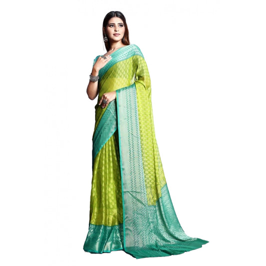 Clasymist Women's Viscose Rayon Printed Saree With Unstitched Blouse (Green)