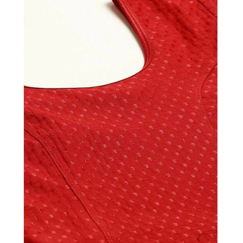 Clasymist Women's Cotton Lycra Blend Solid Non Padded Readymade Blouse (Red, Size: Free Size)