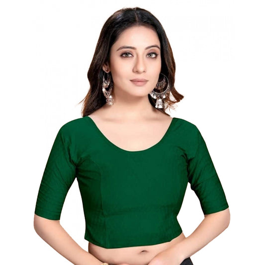 Clasymist Women's Cotton Lycra Blend Solid Non Padded Readymade Blouse (Dark Green, Size: Free Size)