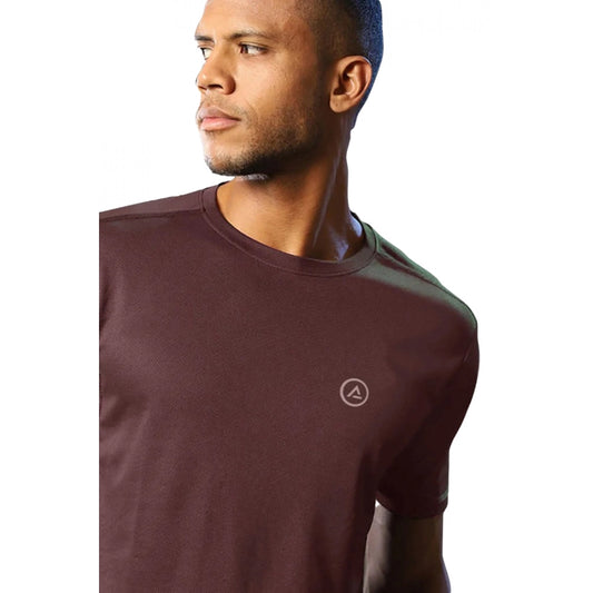 Clasymist Men's Casual Half sleeve Solid Polyester Crew Neck T-shirt (Maroon)