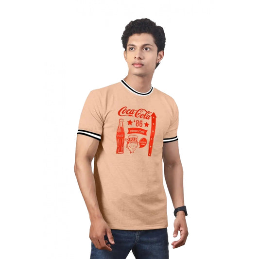 Clasymist Men's Casual Half sleeve Printed Cotton Crew Neck T-shirt (Coral)