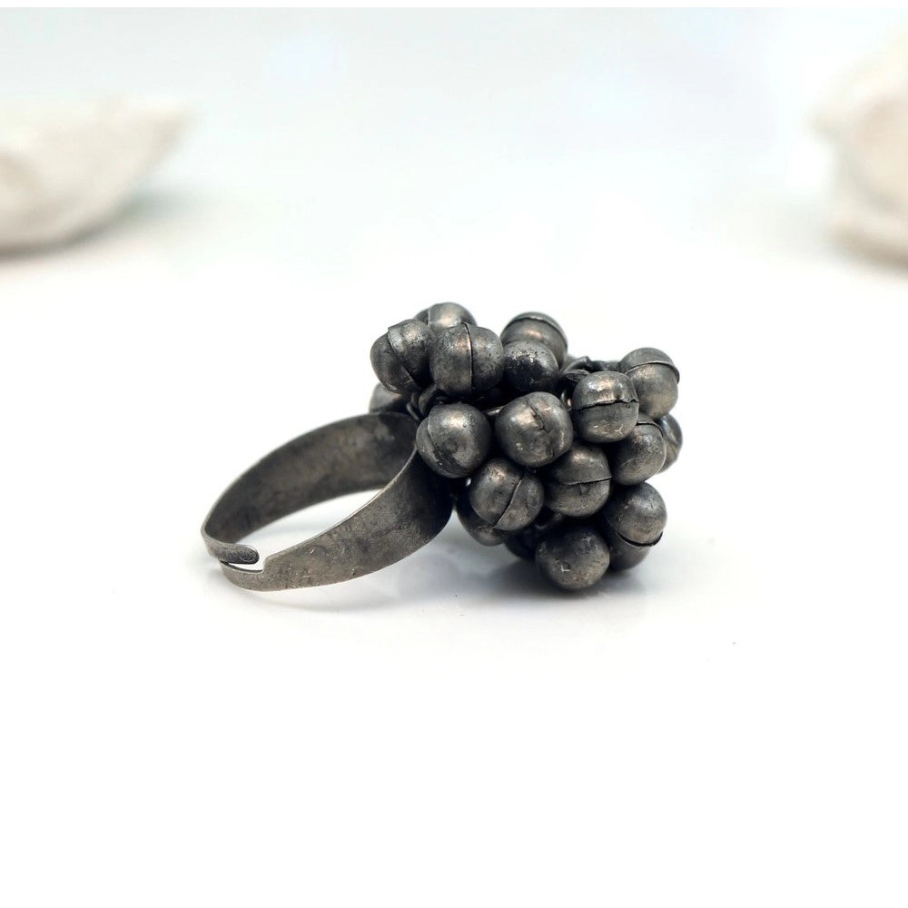 Clasymist Women's Silver Color Oxidised Adjustable Ring