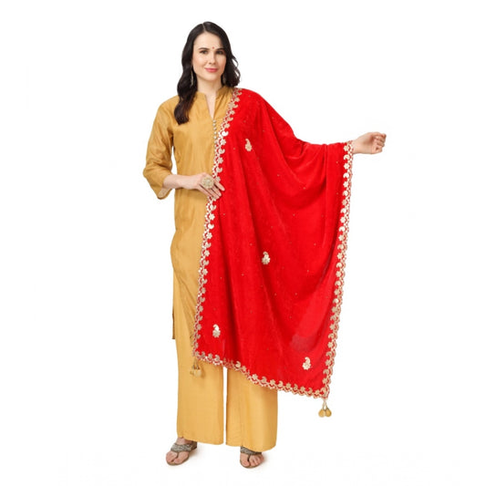 Clasymist Women's Velvet Gotta Patti Dupatta (Red, Length: 2.25 to 2.50 Mtr)