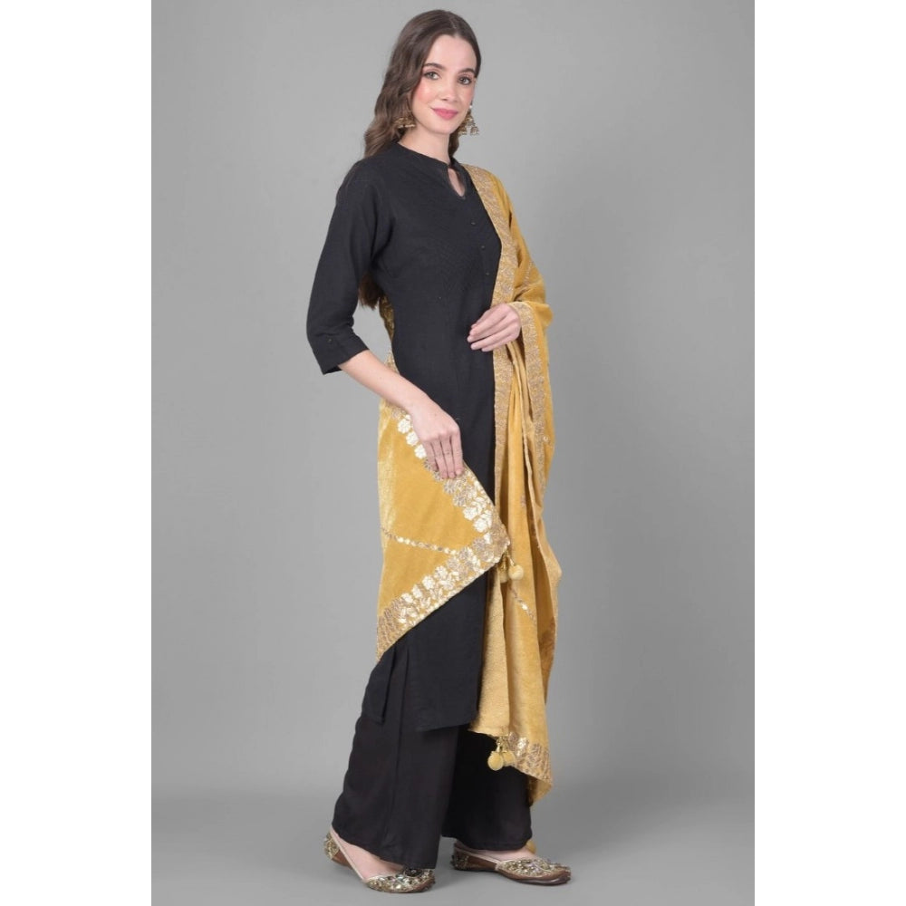 Clasymist Women's Velvet Gotta Patti Dupatta (Gold, Length: 2.25 to 2.50 Mtr)